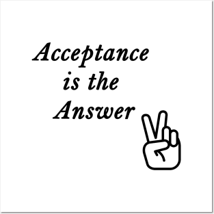 Acceptance is the Answer Peace Sign Slogan from Alcoholics Anonymous Posters and Art